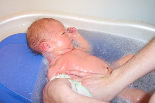 Nick's first bath