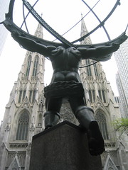 NYC: St. Patrick's Cathedral behind Atlas