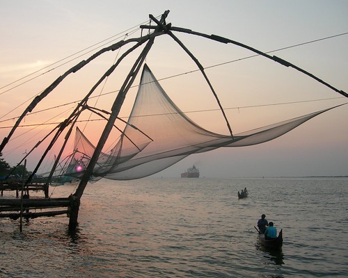 travel sunset sea india water landscape fishing chinese blues nets cochin kochi pinks kerela