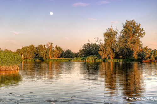 sunset moon water river landscape mond wasser sonnenuntergang fluss landschaft havel havelberg