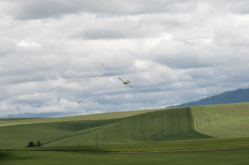 green airplane landscape washington wheat fields palouse
