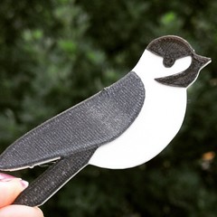 My 3 Color Chickadee Experiment on the MakerGear M2- Take 1.  My silver filament is a little translucent so I think I need to add some extra layers there.  Overall, pleased!  #3DPrinting