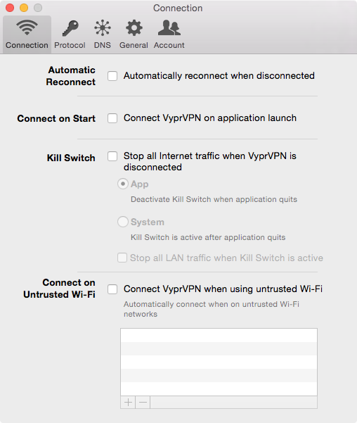 VyprVPN - Mac - Settings - Connection