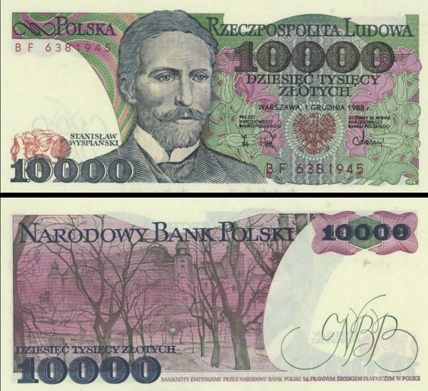 10 000 Zlotych Poľsko 1988, Pick 151b