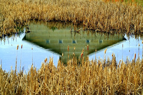 blue reflection yellow barn va joeldeluxe shepherdstown wetland nctc westva nationalconservationtrainingcenter