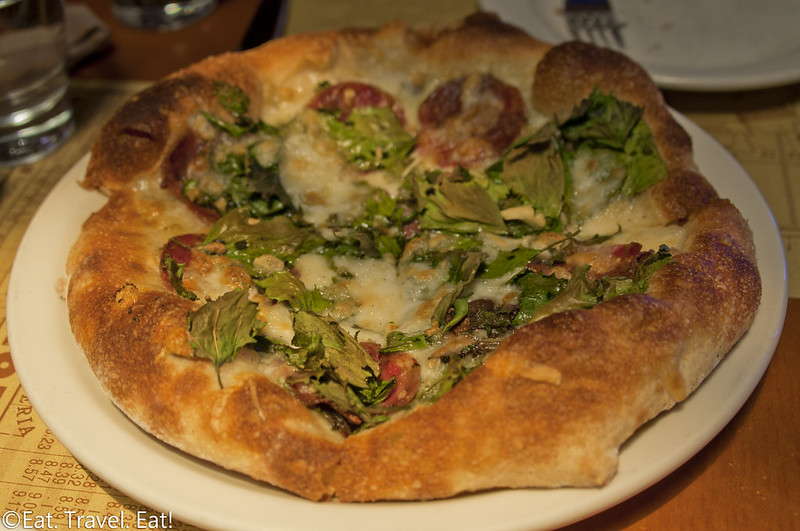 Pizzeria Mozza- Los Angeles, CA: Lamb's Quarters & Salame, with Cacio di Roma Pizza
