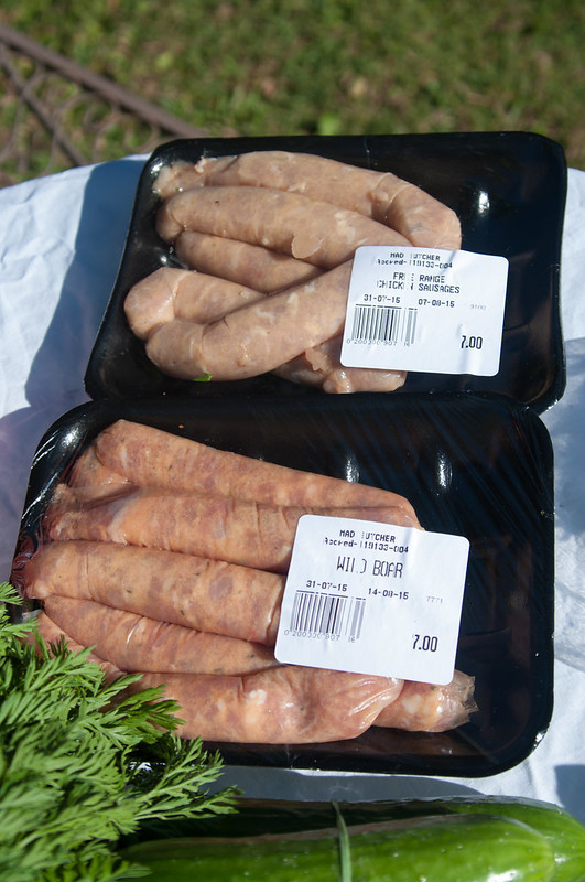 Mad Butchers Sausages - Wild Boar and Chicken -  purchased at the Cleveland Markets, Brisbane SE Australia