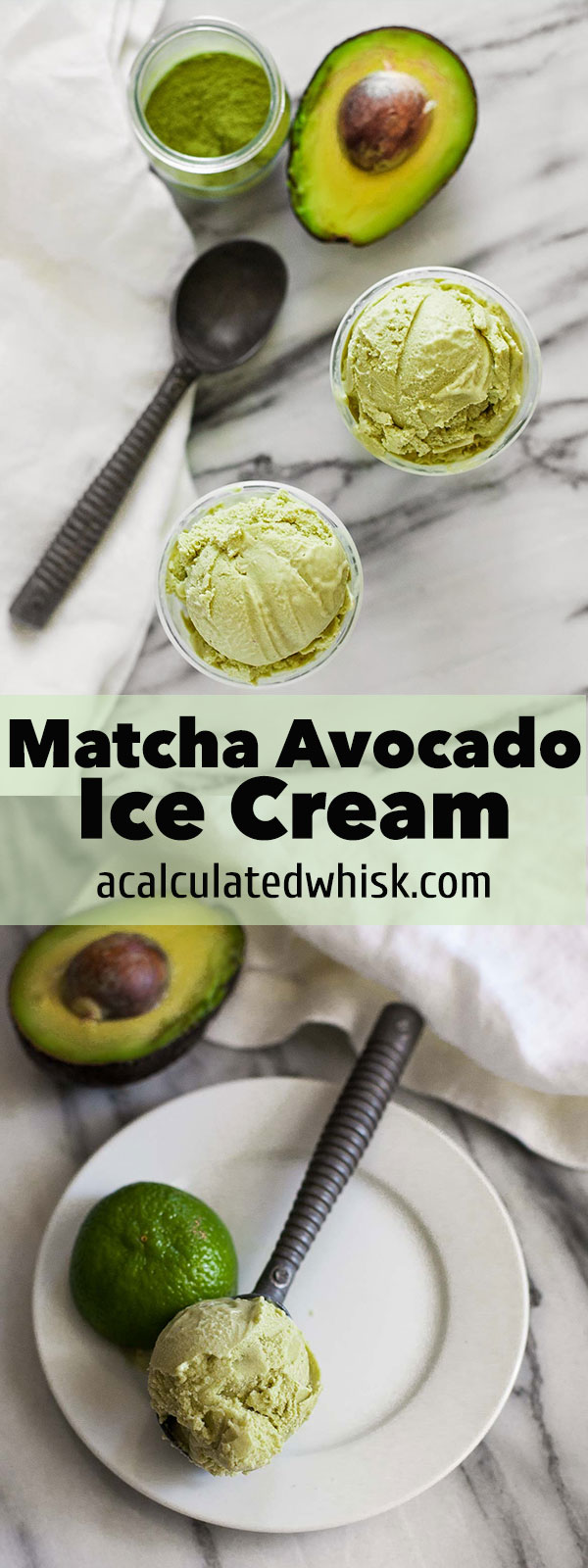 Matcha Avocado Ice Cream | acalculatedwhisk.com