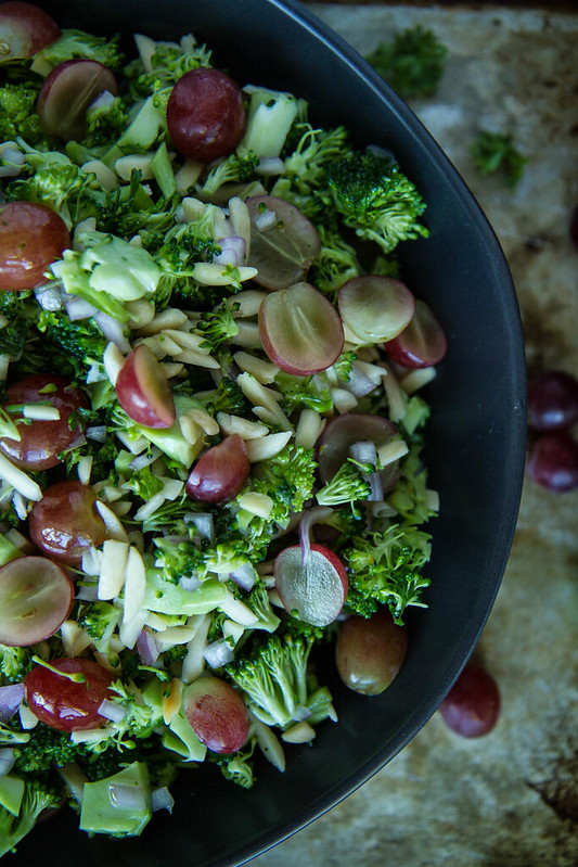 Broccoli, Grape and ALmond Salad