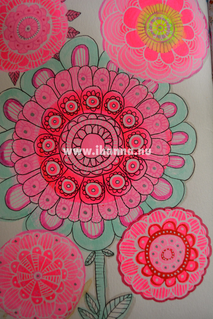 Pink Flower Mandala  Art Journal Detail, all by iHanna of www.ihanna.nu