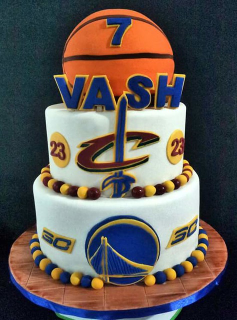 2016 NBA Championship Themed Cake by Jenna Reanoga of FOUR EYED BAKER Cakes and Cupcake by Jenna