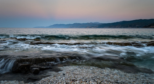 sunset sea beach flow nikon waves colours greece wavy magichour d5100 limniona johnidis