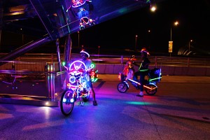 Light riders on the Helix bridge in Singapore