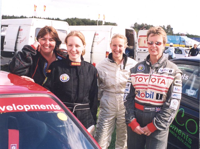 We have always welcomed women drivers (25 to date). Here are Rebecca Draper, Emma Karwacki, Mel Healey and Sarah Heels at Pembrey in 2004.