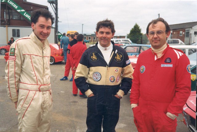 Prominent Class C rivals in 1988 -Chris Cooney, Ian Connell and Chris Whelan with Giulia 2.0, Alfetta GTV and Giulia Super respectively.