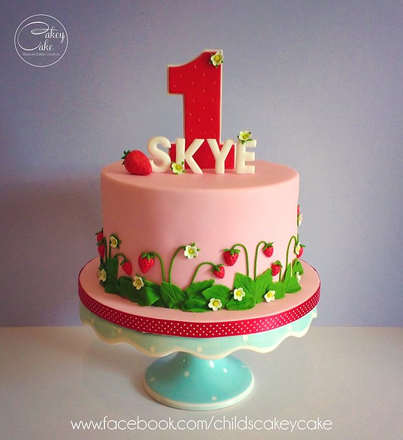 st Birthday with a strawberry themed party by CakeyCake