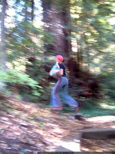 rachel as sasquatch in la honda redwoods   dscf8919
