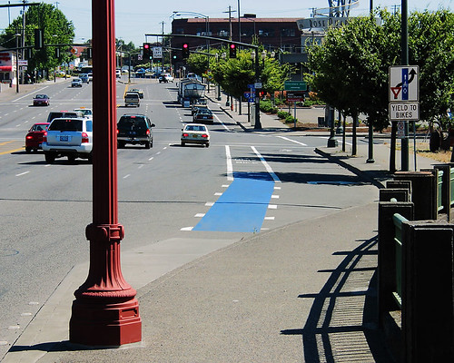 Blue bike lane