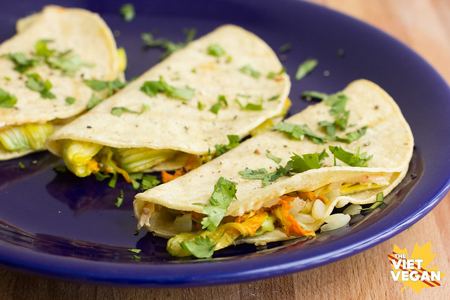 Vegan Zucchini Blossom Quesadillas | The Viet Vegan 