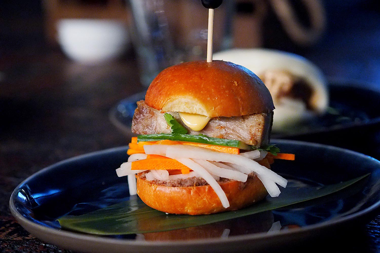 Sydney Food Blog Review of Junk Lounge at Cruise Bar, Circular Quay: Pork belly banh mi slider with pickled daikon, cucumber & shallots, $7