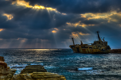 sunset cyprus shipwreck paphos edroiii