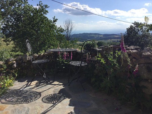 sky france clouds table chair picnic view foxglove auvergne