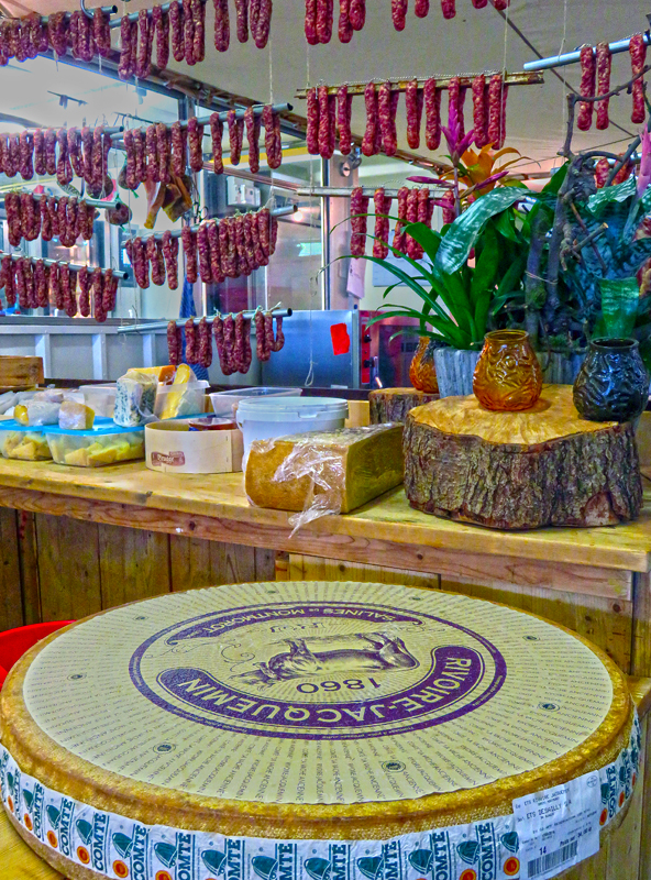 Sausage and cheese for sale at the Fenix Food Factory in Rotterdam