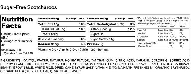 Sugar-Free Scotcharoos - Nutrition Label