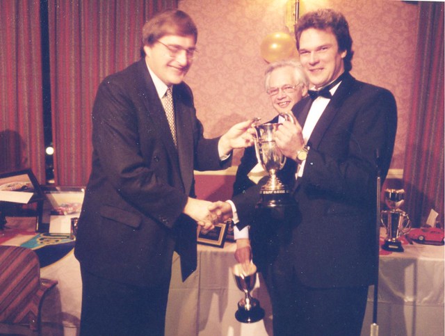 Chris Knott made a rare appearance at a prize giving and dinner at Reigate to present Chris Snowdon with his 1984 Championship trophy.