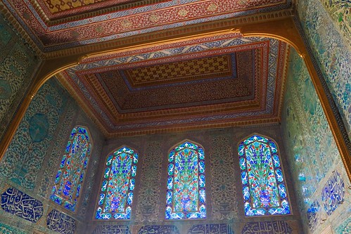 Intricate stained glass inside the Inside the Topkapi Palace