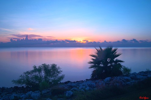 water sunrise galvestonbay