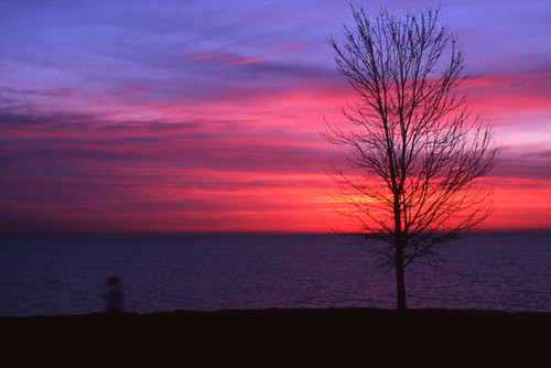 morning blue sky orange chicago film topv111 clouds 510fav sunrise availablelight fv5 lakemichigan velvia e6