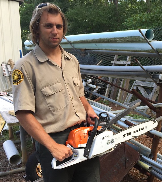 Nathan Curtis, District Resource Specialist Assistant, is part of our chainsaw, invasive species management,