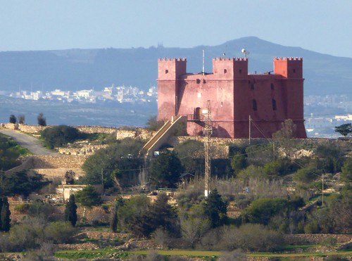 red tower fort lascaris defence landmark historic building monument mellieha mellieħa malta mediterranean