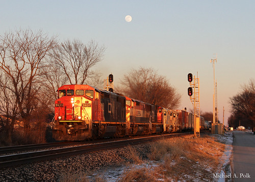 cn canadian national ge general electric c408m valparaiso indiana cp control point lincoln m397 sunset moon rise freight train barn