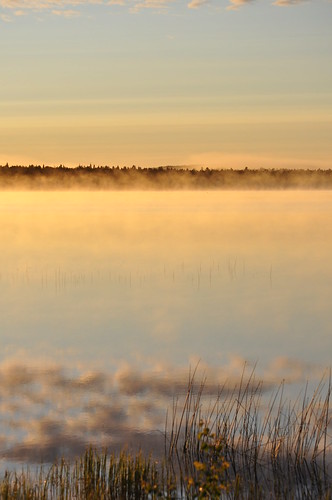 lake fog night lapland