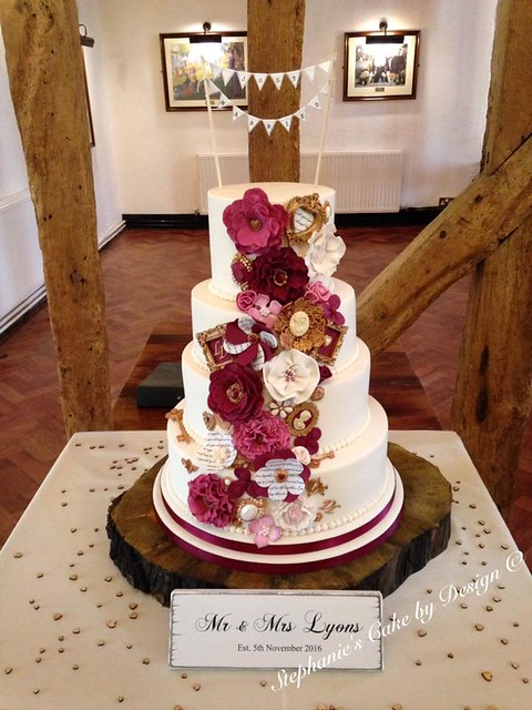 Burgundy Wedding Cake from Stephanie's Cake by Design