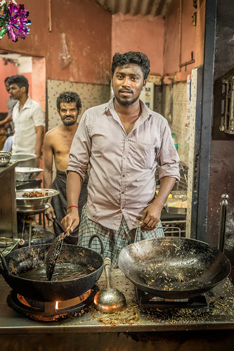 mettupalayam tamilnadu india in street food wok fry oil hot black