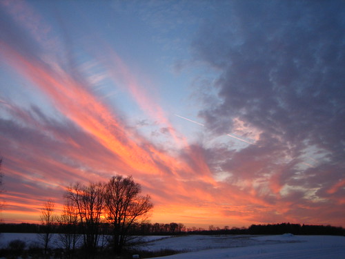 winter sunset orange snow beauty field clouds canon farm farmland powershot sd400 dexter majestic