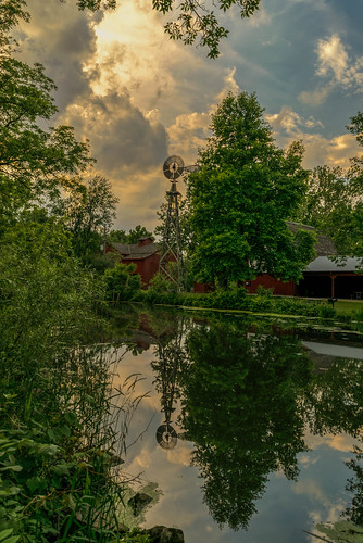 trees sky reflection tree windmill clouds reflections geotagged nikon unitedstates indiana middlebury hdr bonneyvillemillcountypark littleelkhartriver nikond5300