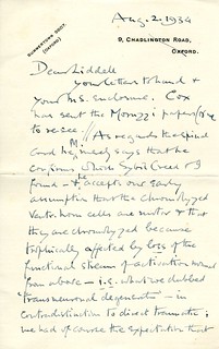 Sherrington to Liddell - 2 August 1934