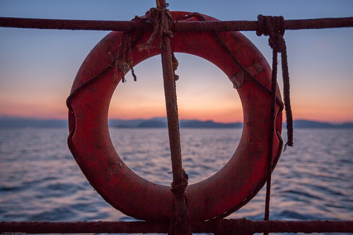 morning sea sunrise boat greece boating gr lifesaver kiveri