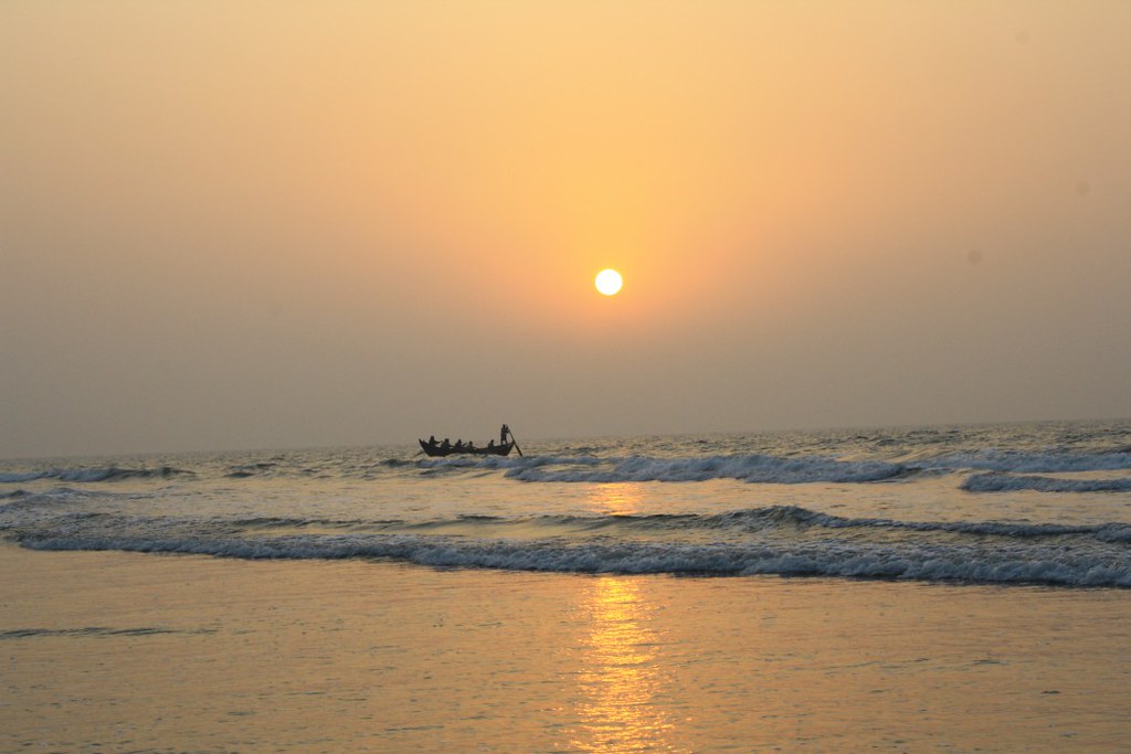 Fishing Boat in Sunrise at Digha Sea Beach - West Bengal, India