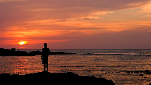sunset silhouette hawaii human bigisland honokohau 19849c