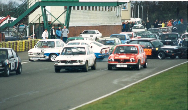 Mayhem at Mallory (March 1988) – the front row (Terry Stacey, Tim Daniells and Charles Hill)get away well but take a look behind!