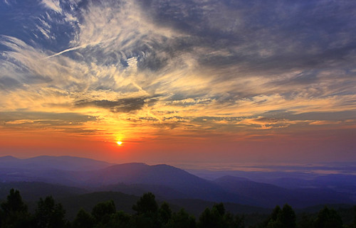 park morning blue summer color weather clouds sunrise dawn virginia us ridge national parkway