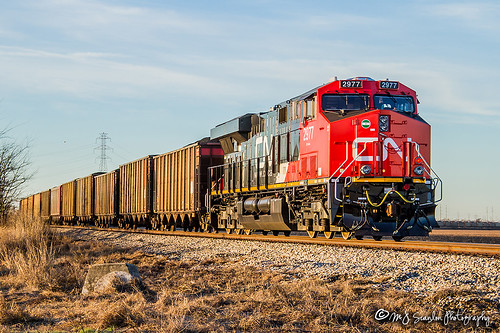 rail railroad railway canadian national iliinois central engine locomotive track power horsepower red canada train transportation memphis tennessee mississippi work outdoor outdoors vehicle unit scanlon canon 7d amtrak delta sunrise wow early morning rural countryside yazoo
