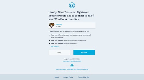 WordPress.com Lightroom Exporter を認証する