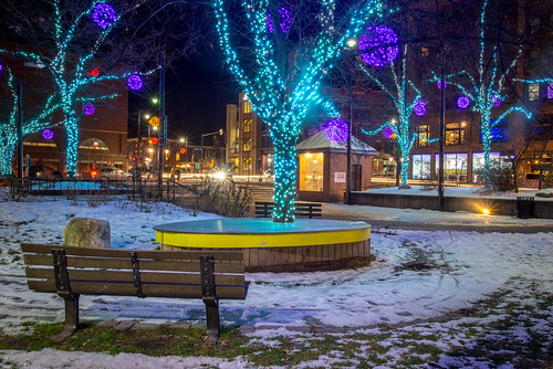 bench city congresssquarepark congressstreet highstreet holidays maine newengland night other park portland portlandmaine winter unitedstates