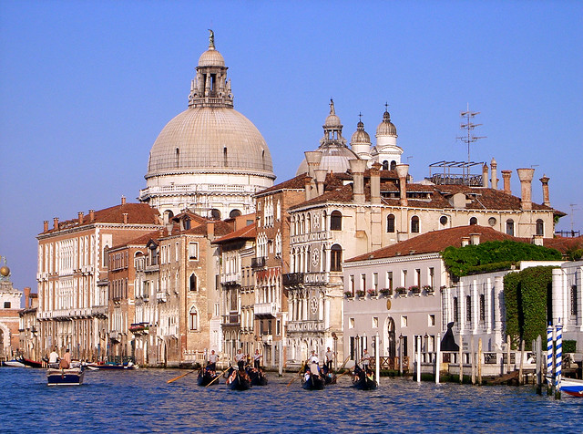 Venice, Italy. A view along the grand canal.